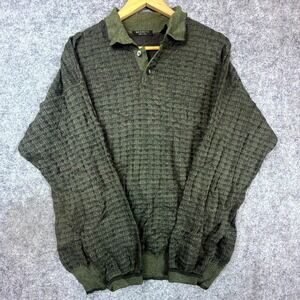 Vintage Segreto Sweater Men Large Olive Green Wool Heritage Preppy Dark Academia